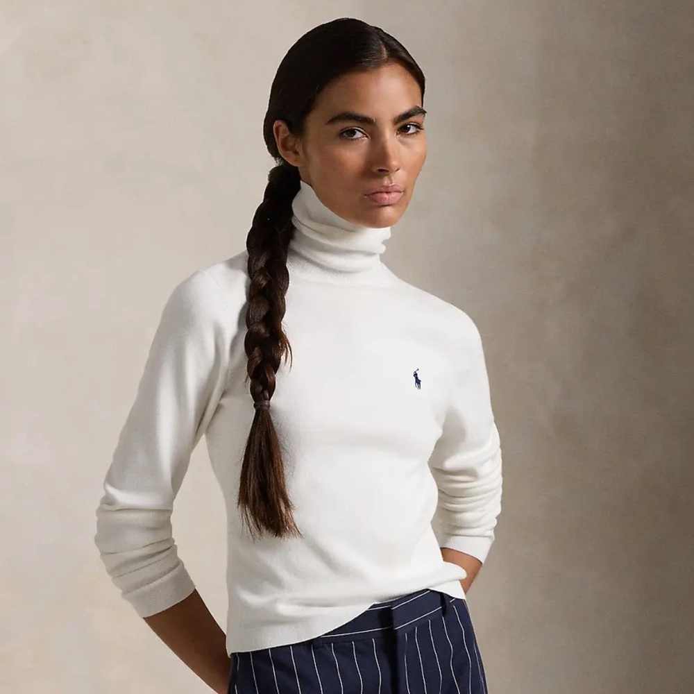 Ralph Lauren Women's Cream Turtleneck Sweater